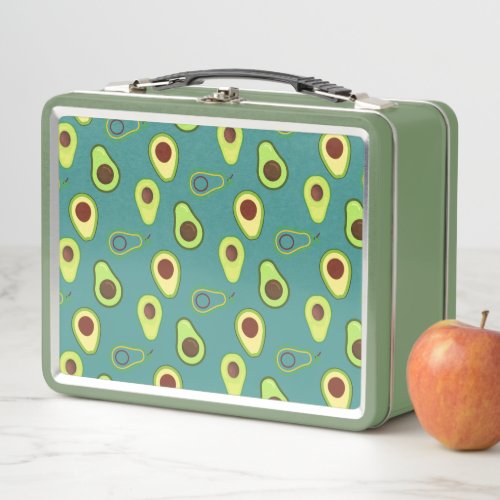 Cute Kawaii Avocado slice summer gradient Pattern Metal Lunch Box