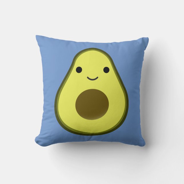 Cute Kawaii Avocado Throw Pillow (Front)
