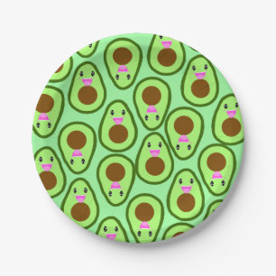 Cute Kawaii Avocado Vegan Paper Plates