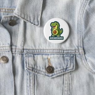 Cute Kawaii Avocadosaurus Dinosaur Funny Pun Button