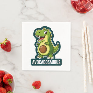 Cute Kawaii Avocadosaurus Dinosaur Funny Pun Napkins