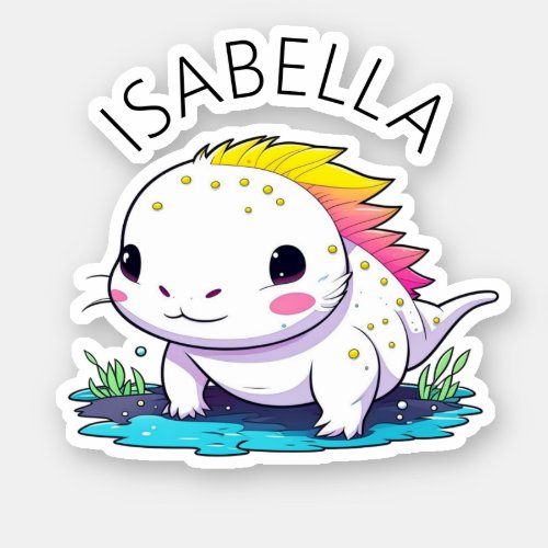 Cute Kawaii Axolotl Illustration Personalized Sticker