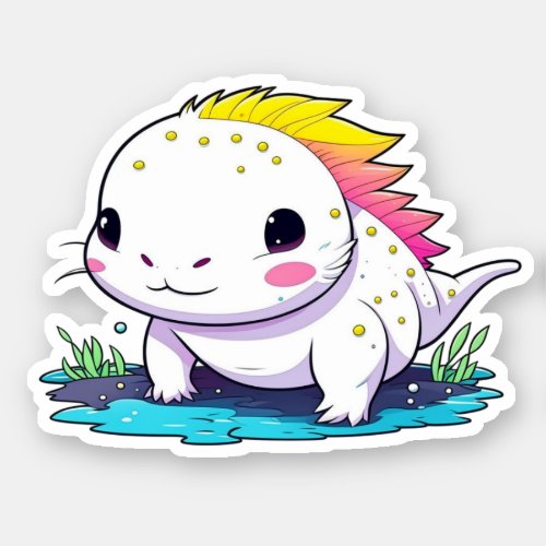 Cute Kawaii Axolotl in Water Sticker