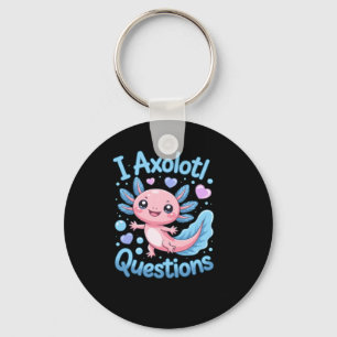 Cute Kawaii Axolotl Questions Blue And Pink Keychain