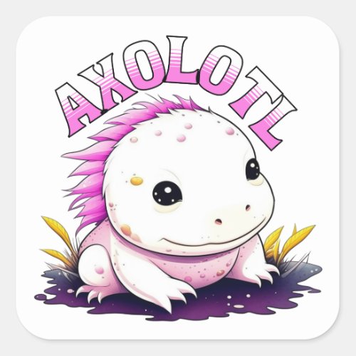 Cute Kawaii Axolotl  Square Sticker