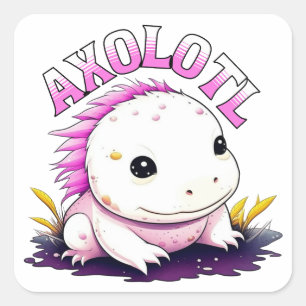 Cute Kawaii Axolotl Square Sticker