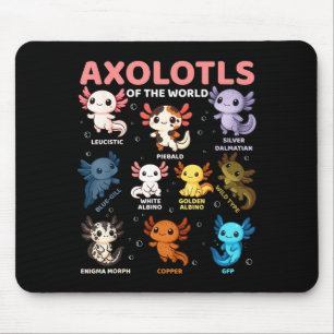 Cute Kawaii Axolotls Of The World Funny Axolotl Ty Mouse Pad