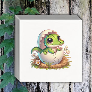 Cute Kawaii Baby Alligator Hatching Baby Shower Napkins