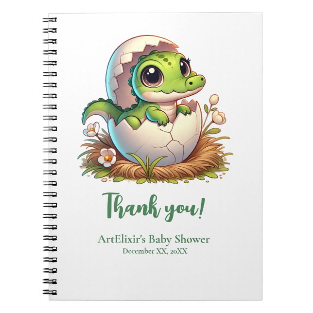 Cute Kawaii Baby Alligator Hatching Baby Shower  Notebook (Front)