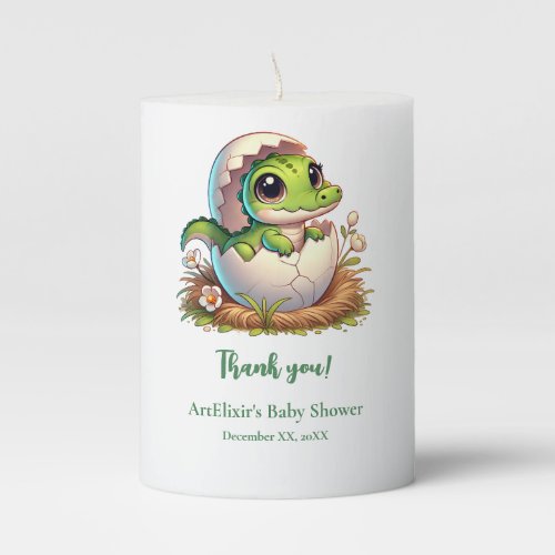 Cute Kawaii Baby Alligator Hatching Baby Shower  Pillar Candle