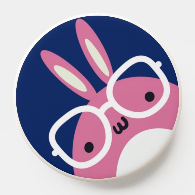 Cute Kawaii Baby Animal Bunny With Glasses PopSocket (Popsocket)
