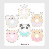 Cute Kawaii Baby Animal Donut Sticker Pack