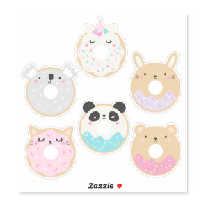 Cute Kawaii Baby Animal Donut Sticker Pack