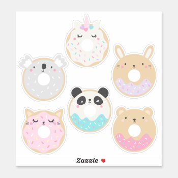 Cute Kawaii Baby Animal Donut Sticker Pack by LoveandWishesPaperie at Zazzle