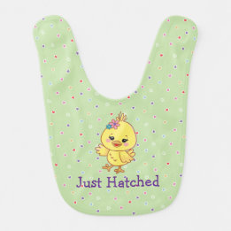 Cute Kawaii Baby Chick Personalized Green Baby  Bib