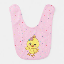 Cute Kawaii Baby Chick Personalized Pink Bib