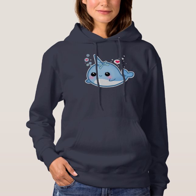 Cute kawaii baby narwhal hoodie (Front)
