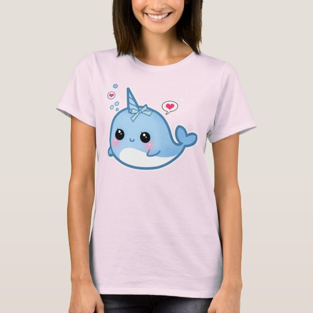 Cute kawaii baby narwhal T-Shirt (Front)