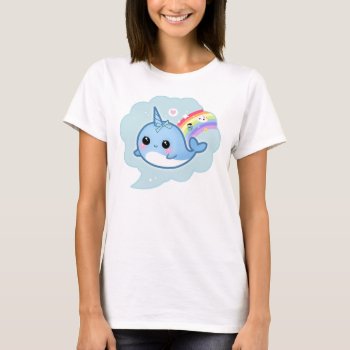 Cute Kawaii Baby Narwhal With Rainbow T-shirt by Chibibunny at Zazzle