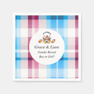 Cute Kawaii Baby-Q Gender Reveal Party Napkins