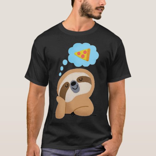 Cute Kawaii Baby Sloth Dreaming About Pizza T_Shirt