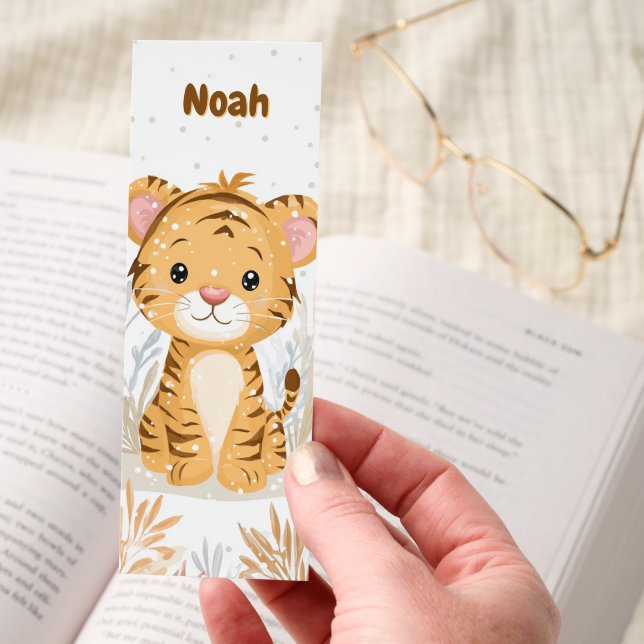 Cute Kawaii Baby Tiger Winter Personalized Bookmarks (Hand)