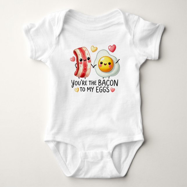 Cute Kawaii Bacon and Eggs Baby Bodysuit (Front)