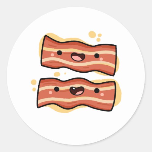 Cute Kawaii Bacon Strips Classic Round Sticker