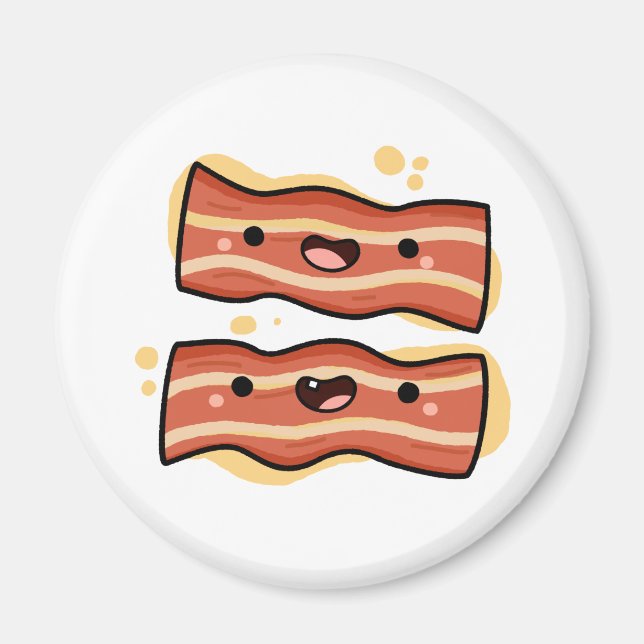 Cute Kawaii Bacon Strips Magnet (Front)