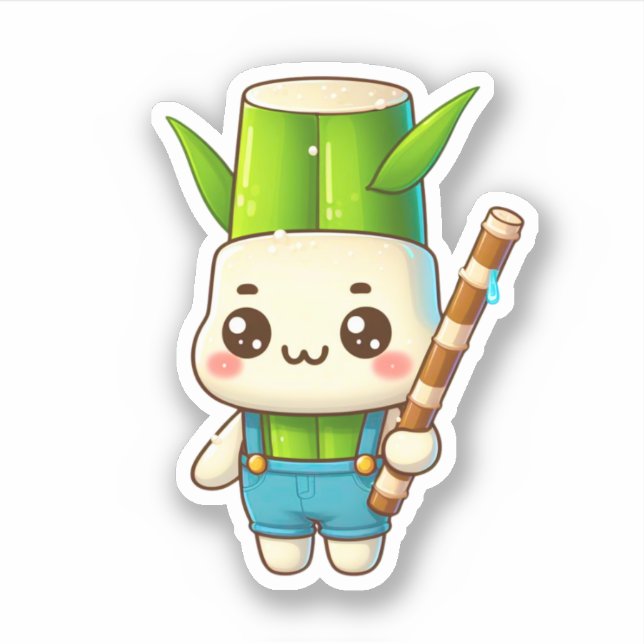 cute kawaii bamboo head sticker (Front)