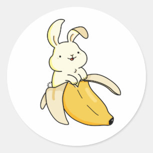 Cute Kawaii Banana Bunny Classic Round Sticker