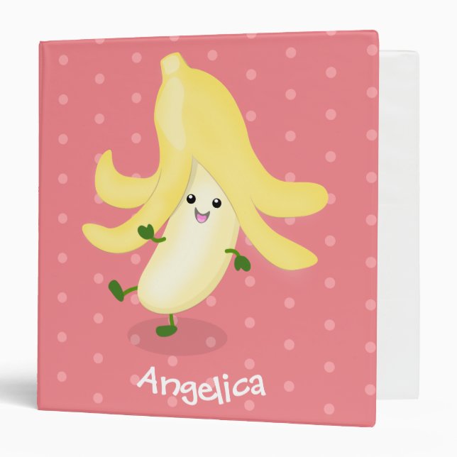 Cute kawaii banana cartoon 3 ring binder (Front/Inside)