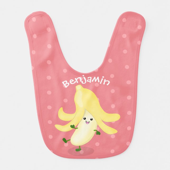 Cute kawaii banana cartoon baby bib (Front)