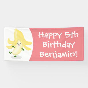 Cute kawaii banana cartoon banner