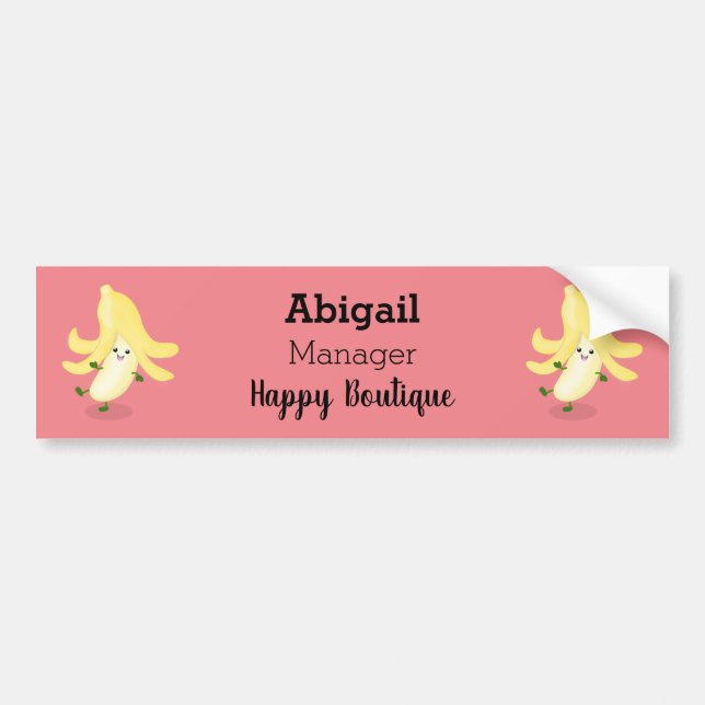 Cute kawaii banana cartoon bumper sticker (Front)