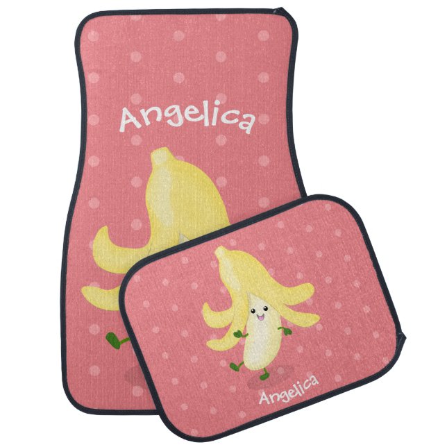 Cute kawaii banana cartoon  car floor mat (Set)
