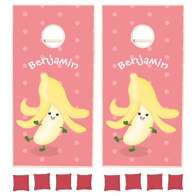Cute kawaii banana cartoon cornhole set (Set)