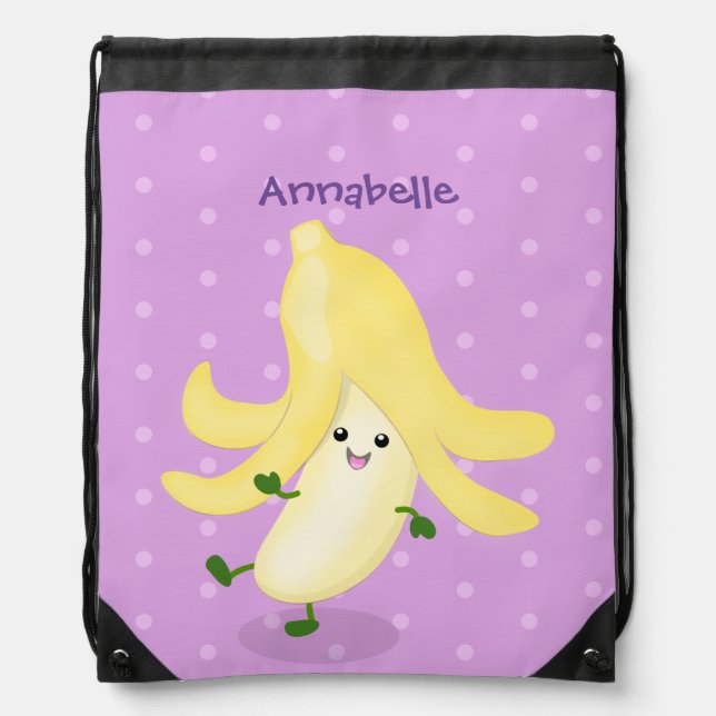 Cute kawaii banana cartoon drawstring bag (Front)