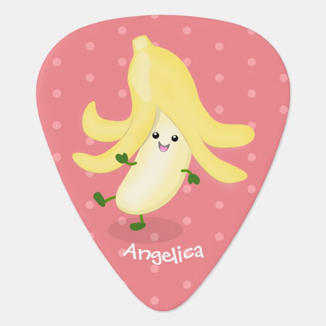 Cute kawaii banana cartoon  guitar pick (Front)