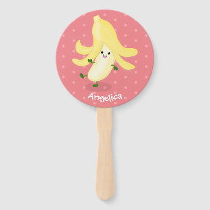 Cute kawaii banana cartoon hand fan