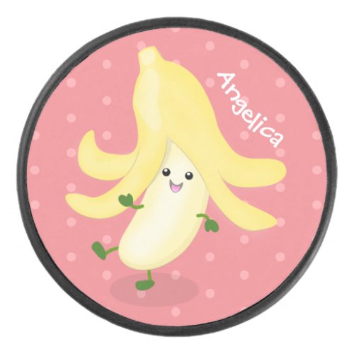 Cute kawaii banana cartoon hockey puck