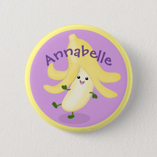 Cute kawaii banana cartoon illustration button