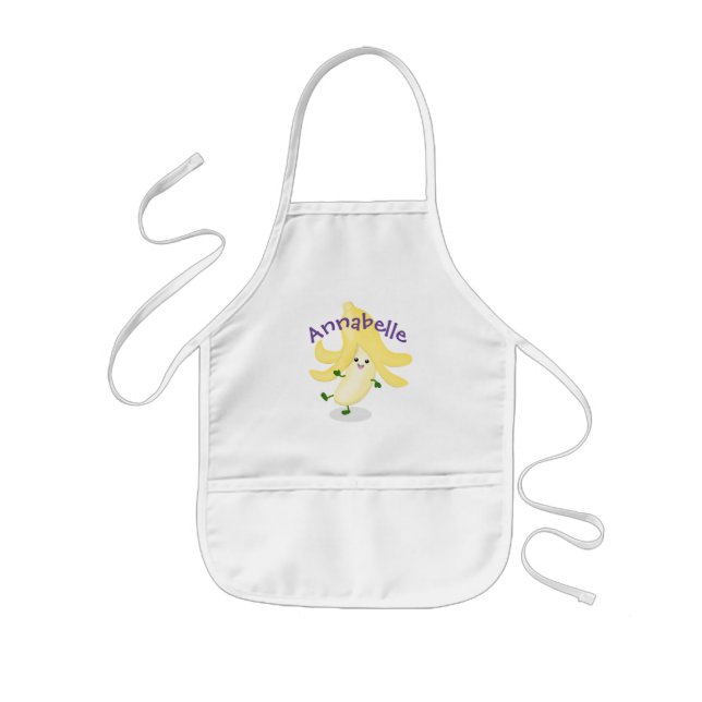 Cute kawaii banana cartoon illustration kids' apron (Front)
