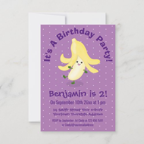 Cute kawaii banana cartoon invitation