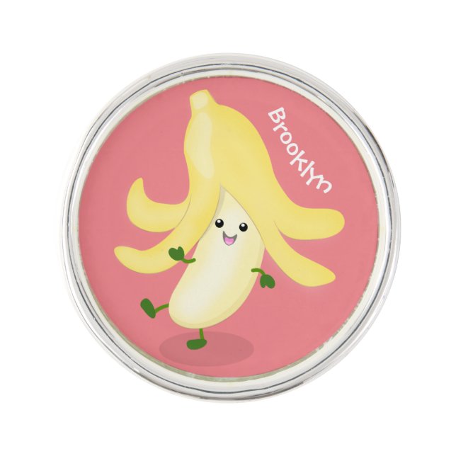 Cute kawaii banana cartoon lapel pin (Front)