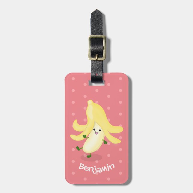 Cute kawaii banana cartoon luggage tag (Front Vertical)
