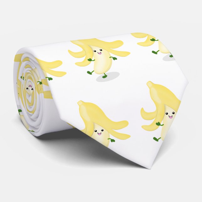 Cute kawaii banana cartoon neck tie (Rolled)
