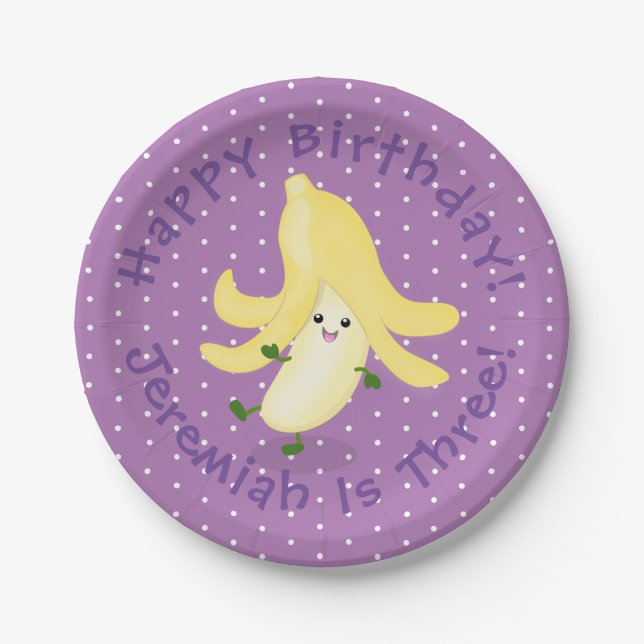 Cute kawaii banana cartoon paper plates (Front)