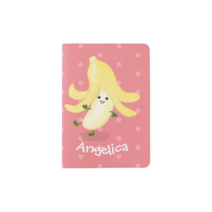 Cute kawaii banana cartoon passport holder