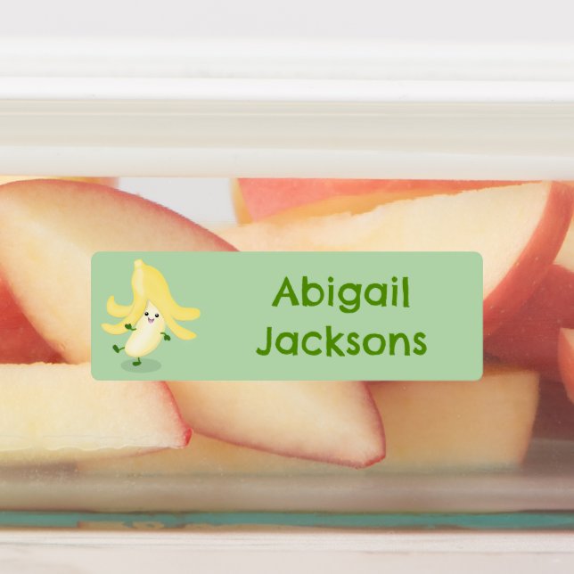 Cute kawaii banana cartoon personalized labels (Affixed)
